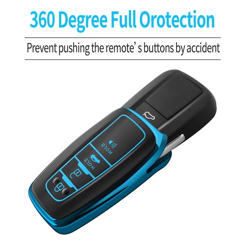 Autophone Compatible With Toyota Key Fob Cover with Keychain Soft TPU Key Shell Case,For 2019-2025 Rav4 2019-2024 Camry 4 Runner 2020-2022 Highlander Corolla Prius C-HR Avalon GT86(Blue) - Image 4